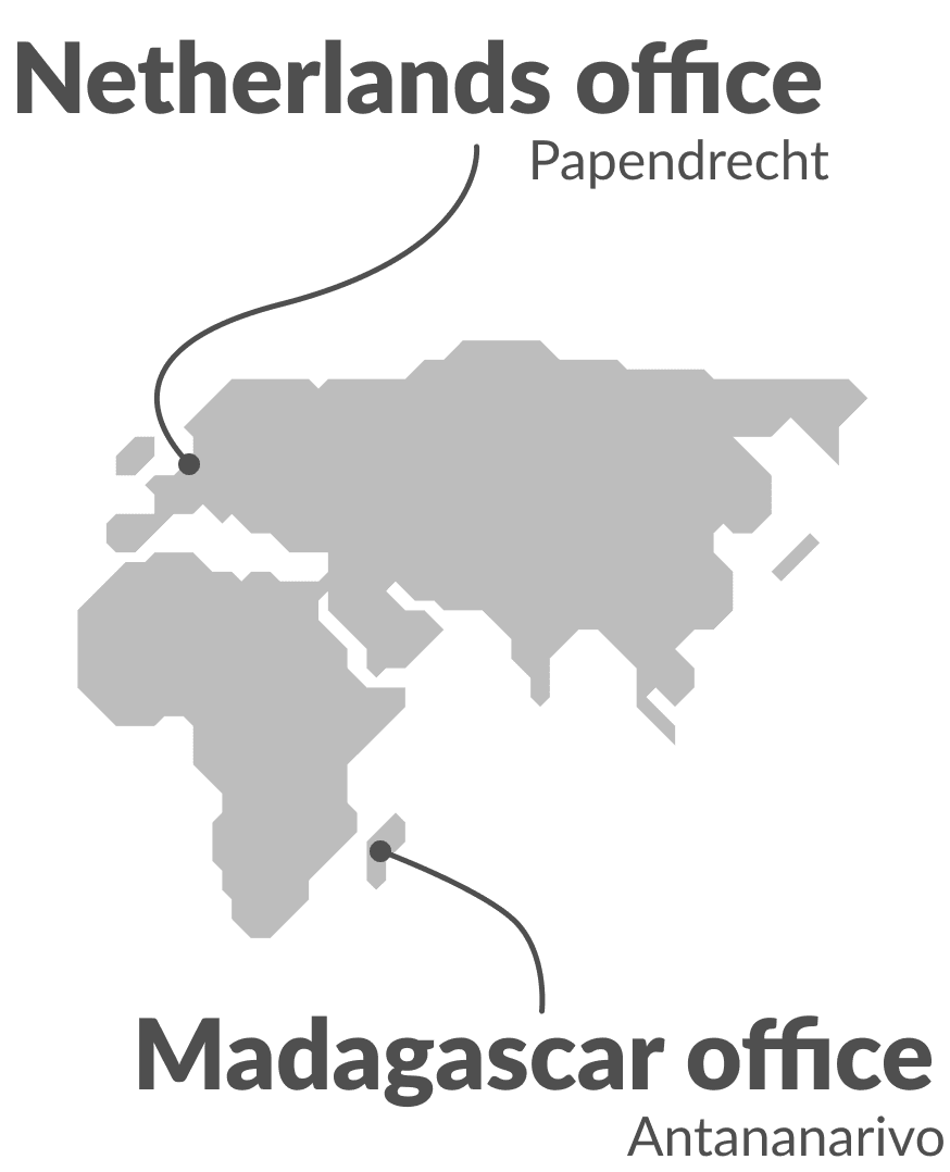 Map of our office in the Netherlands and Madagascar