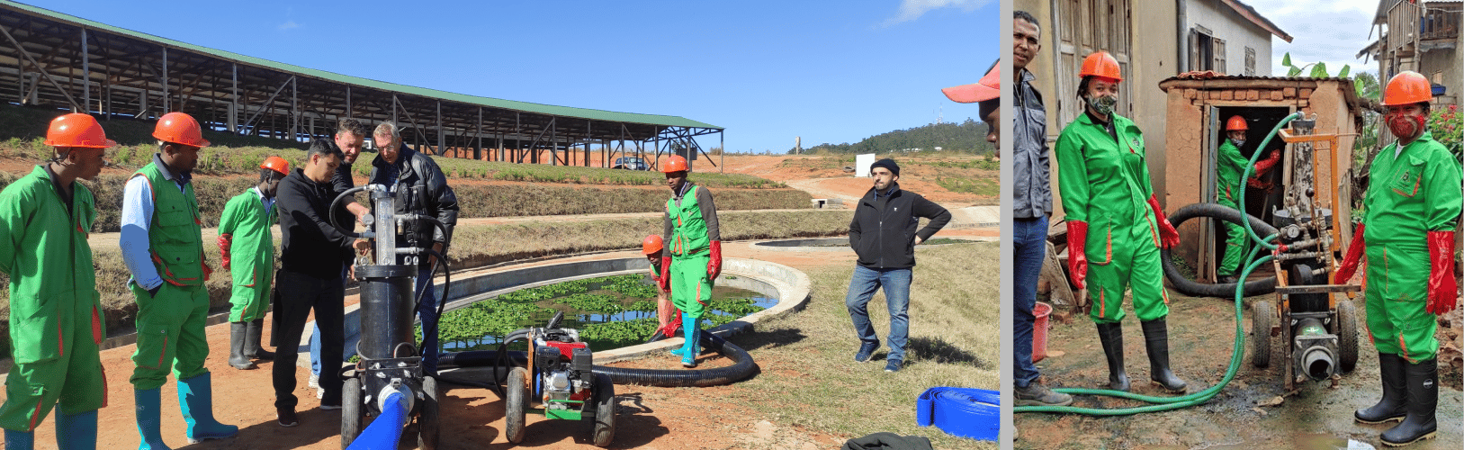 PuPu pump being used to transfert sludge in the Fianarantsoa treatment plant in Madagascar
