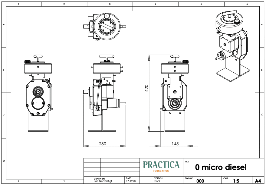 Cover Micro-diesel pump technical drawing