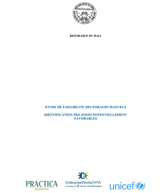 Couverture étude de faisabilité des forages manuels au Mali