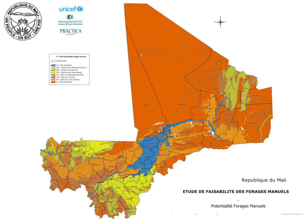 Carte de faisabilité des forages manuels au Mali