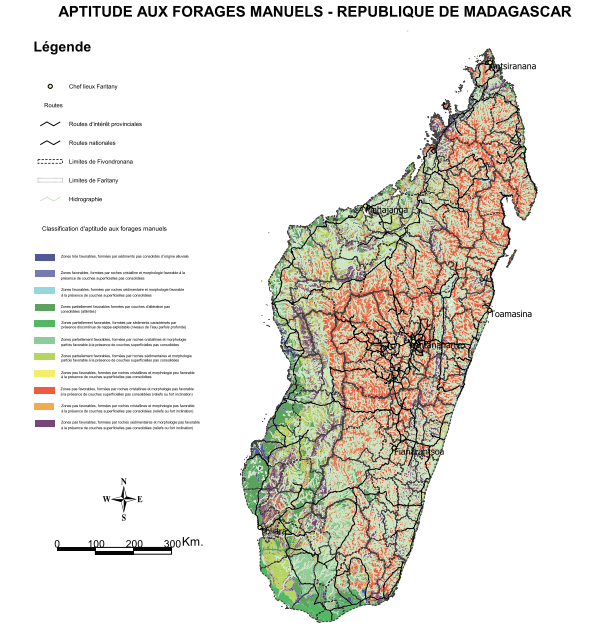 Carte d'aptitude aux forages manuels Madagascar