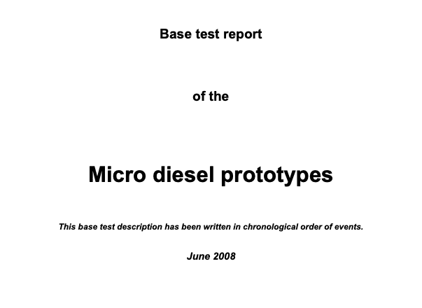 Cover base test report micro diesel prototypes