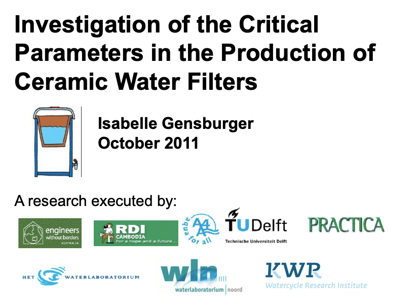 Cover Investigation of the Critical Parameters in the Production of Ceramic Water Filters