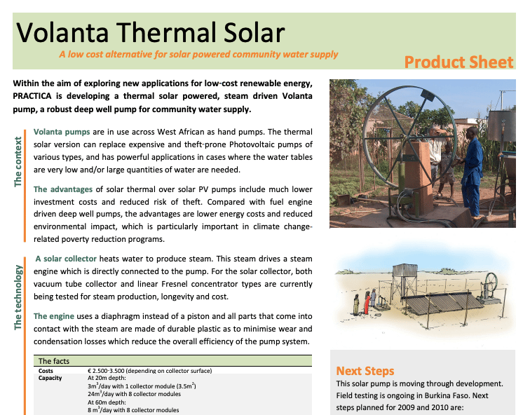 Cover product sheet Volanta solar pump