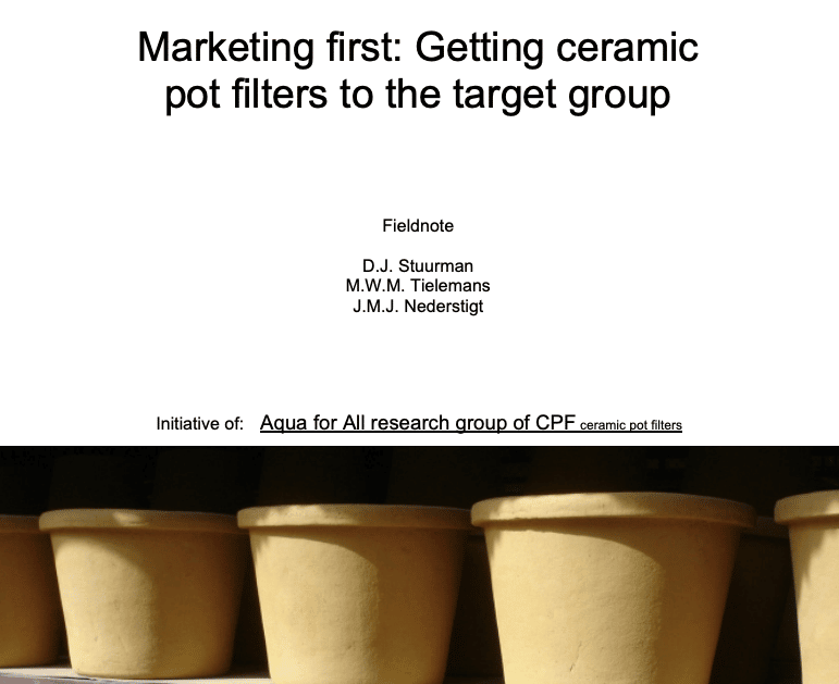 Cover field note ceramic pot filters