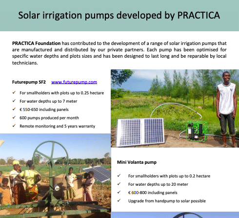 Cover solar pumps developed Practica