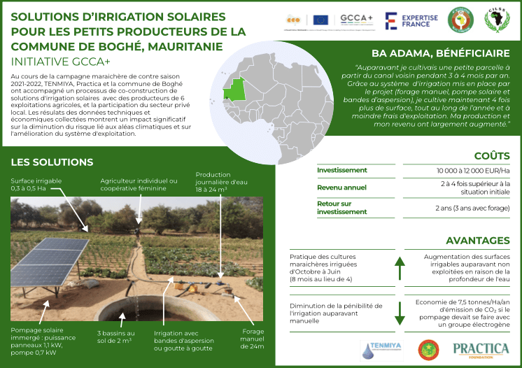 Couverture référentiel technique GCCA+ irrigation solaire Mauritanie